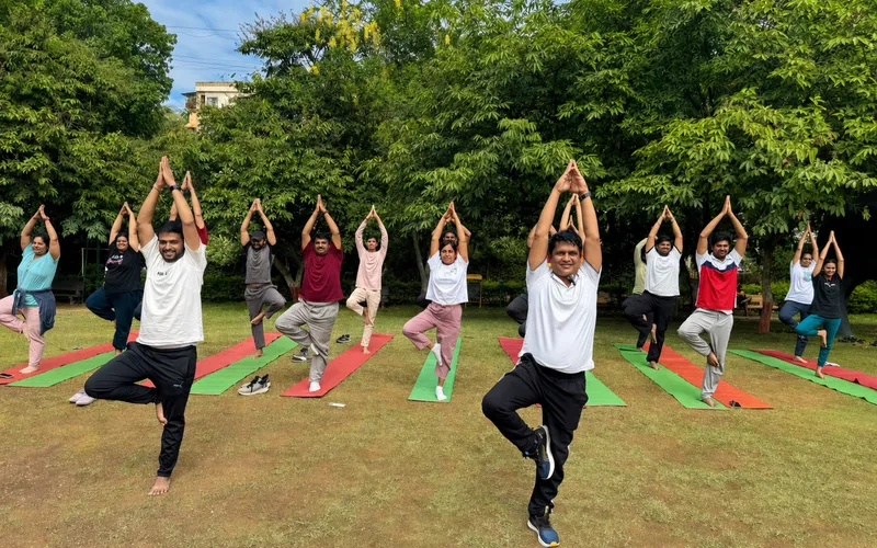 Corporate employees attending custom fitness and self-defense team building seminar